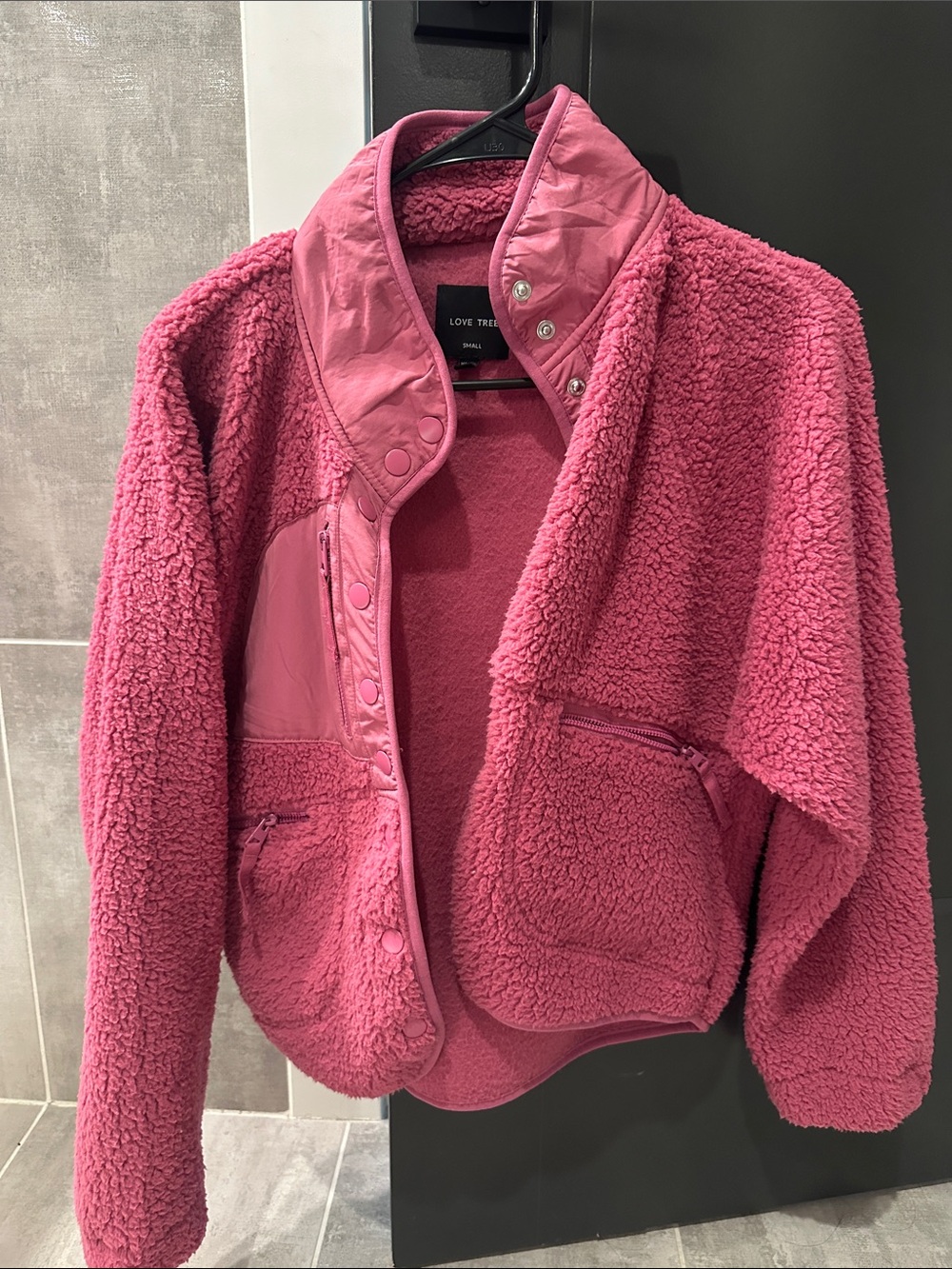 Love Tree Deep Pink Teddy Sherpa Jacket